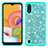 Coque Silicone et Plastique Housse Etui Protection Integrale 360 Degres Bling-Bling pour Samsung Galaxy A01 SM-A015 Cyan