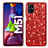 Coque Silicone et Plastique Housse Etui Protection Integrale 360 Degres Bling-Bling pour Samsung Galaxy M51 Rouge