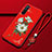 Coque Silicone Fleurs Souple Couleur Unie Etui Housse pour Oppo Find X2 Lite Rouge