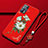 Coque Silicone Fleurs Souple Couleur Unie Etui Housse S01 pour Oppo Reno5 Pro 5G Rouge