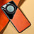 Coque Silicone Gel Motif Cuir Housse Etui avec Magnetique pour Huawei Honor X9a 5G Orange