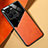 Coque Silicone Gel Motif Cuir Housse Etui avec Magnetique pour Vivo Y35 4G Orange