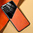 Coque Silicone Gel Motif Cuir Housse Etui avec Magnetique pour Xiaomi Poco M5S Orange