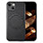 Coque Silicone Gel Motif Cuir Housse Etui avec Magnetique S02D pour Apple iPhone 14 Noir