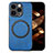 Coque Silicone Gel Motif Cuir Housse Etui avec Magnetique S02D pour Apple iPhone 14 Pro Max Bleu