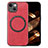 Coque Silicone Gel Motif Cuir Housse Etui avec Magnetique S02D pour Apple iPhone 14 Rouge