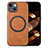 Coque Silicone Gel Motif Cuir Housse Etui avec Magnetique S02D pour Apple iPhone 15 Marron