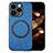 Coque Silicone Gel Motif Cuir Housse Etui avec Magnetique S02D pour Apple iPhone 15 Pro Bleu