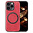 Coque Silicone Gel Motif Cuir Housse Etui avec Magnetique S02D pour Apple iPhone 15 Pro Max Rouge
