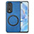 Coque Silicone Gel Motif Cuir Housse Etui avec Magnetique S02D pour Huawei Honor 80 Pro 5G Bleu