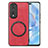 Coque Silicone Gel Motif Cuir Housse Etui avec Magnetique S02D pour Huawei Honor 80 Pro 5G Rouge