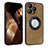 Coque Silicone Gel Motif Cuir Housse Etui avec Magnetique S07D pour Apple iPhone 13 Pro Max Marron