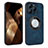 Coque Silicone Gel Motif Cuir Housse Etui avec Magnetique S07D pour Apple iPhone 14 Pro Bleu