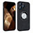 Coque Silicone Gel Motif Cuir Housse Etui avec Magnetique S07D pour Apple iPhone 14 Pro Max Noir