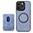 Coque Silicone Gel Motif Cuir Housse Etui avec Magnetique S08D pour Apple iPhone 14 Pro Max Bleu