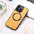 Coque Silicone Gel Motif Cuir Housse Etui avec Magnetique S11D pour Apple iPhone 13 Pro Jaune