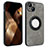 Coque Silicone Gel Motif Cuir Housse Etui avec Magnetique S14D pour Apple iPhone 13 Gris Fonce