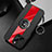 Coque Silicone Gel Motif Cuir Housse Etui avec Support Bague Anneau Aimante Magnetique pour Apple iPhone 14 Pro Max Rouge