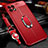 Coque Silicone Gel Motif Cuir Housse Etui avec Support Bague Anneau Aimante Magnetique pour Huawei Enjoy 20 5G Rouge