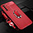 Coque Silicone Gel Motif Cuir Housse Etui avec Support Bague Anneau Aimante Magnetique pour Huawei Honor Play4 5G Rouge