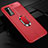 Coque Silicone Gel Motif Cuir Housse Etui avec Support Bague Anneau Aimante Magnetique pour Huawei Honor V30 Pro 5G Rouge