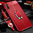 Coque Silicone Gel Motif Cuir Housse Etui avec Support Bague Anneau Aimante Magnetique pour Huawei P smart S Rouge