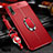 Coque Silicone Gel Motif Cuir Housse Etui avec Support Bague Anneau Aimante Magnetique pour Huawei P Smart Z (2019) Rouge