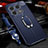 Coque Silicone Gel Motif Cuir Housse Etui avec Support Bague Anneau Aimante Magnetique pour OnePlus 10 Pro 5G Bleu