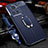 Coque Silicone Gel Motif Cuir Housse Etui avec Support Bague Anneau Aimante Magnetique pour OnePlus 10R 5G Bleu