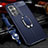 Coque Silicone Gel Motif Cuir Housse Etui avec Support Bague Anneau Aimante Magnetique pour OnePlus 9 5G Bleu