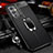 Coque Silicone Gel Motif Cuir Housse Etui avec Support Bague Anneau Aimante Magnetique pour OnePlus 9 5G Noir