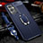 Coque Silicone Gel Motif Cuir Housse Etui avec Support Bague Anneau Aimante Magnetique pour OnePlus 9 Pro 5G Bleu