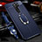 Coque Silicone Gel Motif Cuir Housse Etui avec Support Bague Anneau Aimante Magnetique pour Oppo A11 Bleu