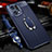 Coque Silicone Gel Motif Cuir Housse Etui avec Support Bague Anneau Aimante Magnetique pour Oppo Find X5 Pro 5G Bleu