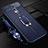 Coque Silicone Gel Motif Cuir Housse Etui avec Support Bague Anneau Aimante Magnetique pour Oppo K3 Bleu