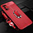 Coque Silicone Gel Motif Cuir Housse Etui avec Support Bague Anneau Aimante Magnetique pour Oppo K7x 5G Rouge