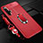 Coque Silicone Gel Motif Cuir Housse Etui avec Support Bague Anneau Aimante Magnetique pour Realme X3 SuperZoom Rouge