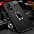 Coque Silicone Gel Motif Cuir Housse Etui avec Support Bague Anneau Aimante Magnetique pour Samsung Galaxy A23 4G Noir