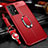 Coque Silicone Gel Motif Cuir Housse Etui avec Support Bague Anneau Aimante Magnetique pour Samsung Galaxy A23 4G Rouge