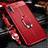 Coque Silicone Gel Motif Cuir Housse Etui avec Support Bague Anneau Aimante Magnetique pour Samsung Galaxy A70S Rouge