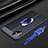 Coque Silicone Gel Motif Cuir Housse Etui avec Support Bague Anneau Aimante Magnetique pour Samsung Galaxy A71 4G A715 Bleu