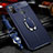 Coque Silicone Gel Motif Cuir Housse Etui avec Support Bague Anneau Aimante Magnetique pour Samsung Galaxy M21 Bleu