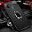 Coque Silicone Gel Motif Cuir Housse Etui avec Support Bague Anneau Aimante Magnetique pour Samsung Galaxy M21 Noir