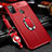 Coque Silicone Gel Motif Cuir Housse Etui avec Support Bague Anneau Aimante Magnetique pour Samsung Galaxy M21 Rouge