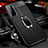 Coque Silicone Gel Motif Cuir Housse Etui avec Support Bague Anneau Aimante Magnetique pour Samsung Galaxy S21 5G Noir