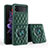 Coque Silicone Gel Motif Cuir Housse Etui avec Support Bague Anneau Aimante Magnetique pour Samsung Galaxy Z Flip3 5G Vert