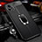 Coque Silicone Gel Motif Cuir Housse Etui avec Support Bague Anneau Aimante Magnetique pour Vivo iQOO U3 5G Noir