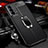 Coque Silicone Gel Motif Cuir Housse Etui avec Support Bague Anneau Aimante Magnetique pour Vivo iQOO Z5 5G Noir