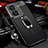 Coque Silicone Gel Motif Cuir Housse Etui avec Support Bague Anneau Aimante Magnetique pour Vivo iQOO Z7x 5G Noir