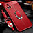 Coque Silicone Gel Motif Cuir Housse Etui avec Support Bague Anneau Aimante Magnetique pour Vivo V20 Pro 5G Rouge